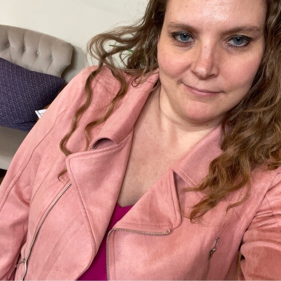 Ampersand moto jacket vegan Suede 2Xl blush pink - Picture 4 of 6